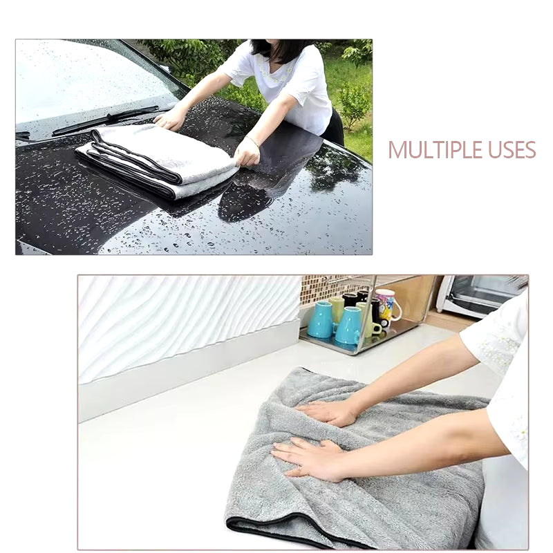 Premium Microfiber Car Cleaning Towel - 100x40cm Super Absorbent Auto Drying Cloth